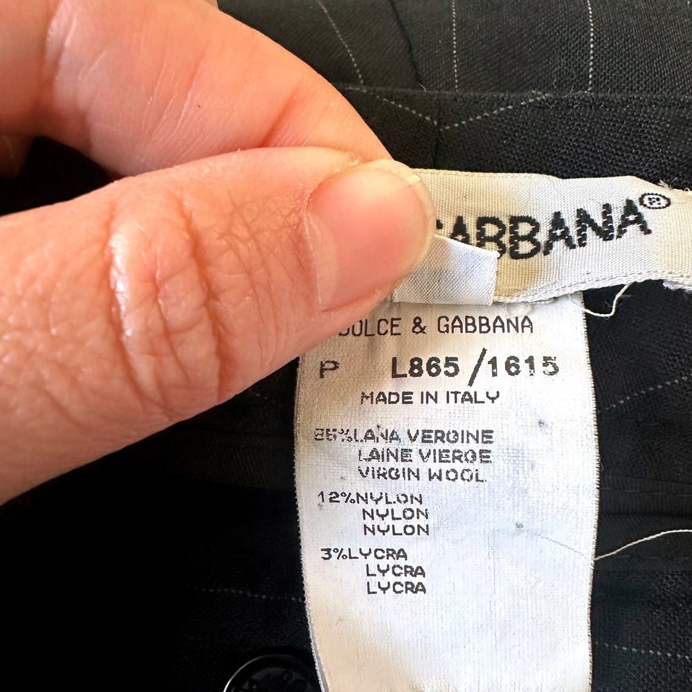 Dolce & Gabbana Y2K 90s Black Pinstripe Wool Slit Ankle Zip Trousers Italy 44 - Picture 8 of 12